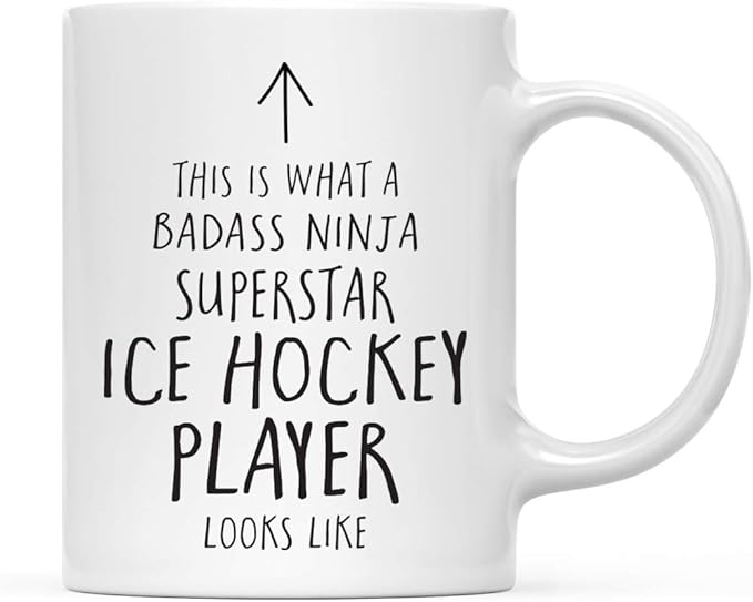Andaz Press Funny 11oz. Ceramic Coffee Tea Mug Gift, This is What a Badass Ninja Superstar Ice Hockey Player Looks Like, 1-Pack, Birthday Christmas Gift Ideas Coworker