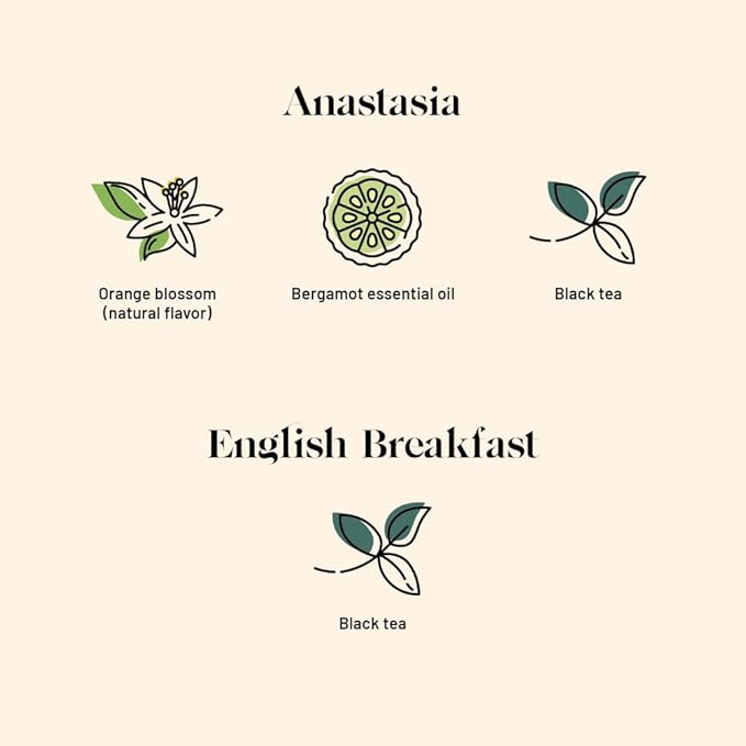 Kusmi Tea - Pack of 2 Boxes of Tea Bags - English Breakfast + Anastasia - Blend of Organic Asian Black Tea + Organic Black Tea with Bergamot and Orange Blossom - Earl Grey Tea - 2x20 Tea Bags