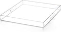 Clear Acrylic Ottoman Tray with Cutout Handles 20x20 Inch Over Sized Serving Tray, Organizer Rubber Boot Tray Decorative for Living Room Bedroom,Bathroom and Entryway Kitchen Tabletop