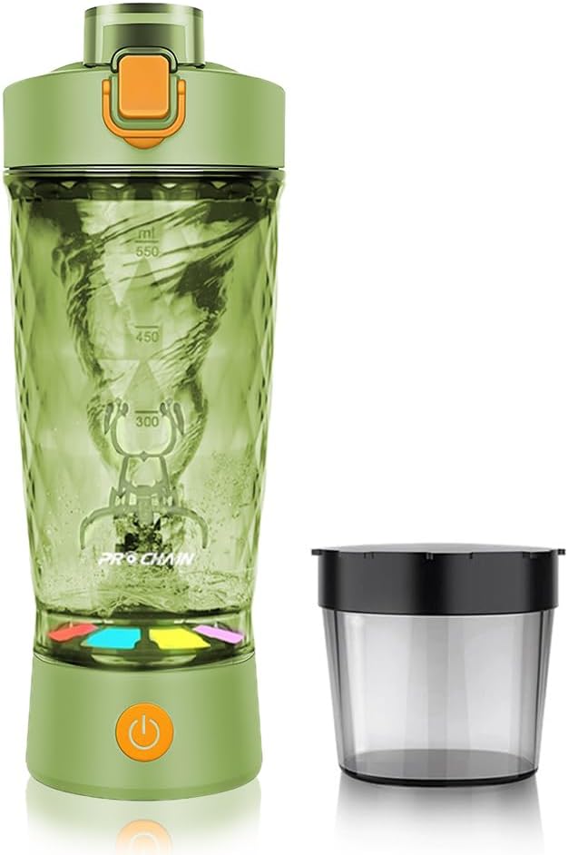 PROCHAIN Electric Protein Shaker Bottle, USB Rechargeable Mixing Cup, Water Drink Mixer Portable Bottles for Gym Sport, BPA-Free Tritan, 22oz (Light Green)