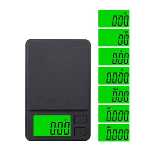 Digital Pocket Scales, Portable Precision Gram Scales, Mini Food Scale, Jewelry Scale, Kitchen Scale, with Backlit LCD, 7 Units and Tare Function, for Coffee, Tea, Gold, with Batter (1kg/0.01g)