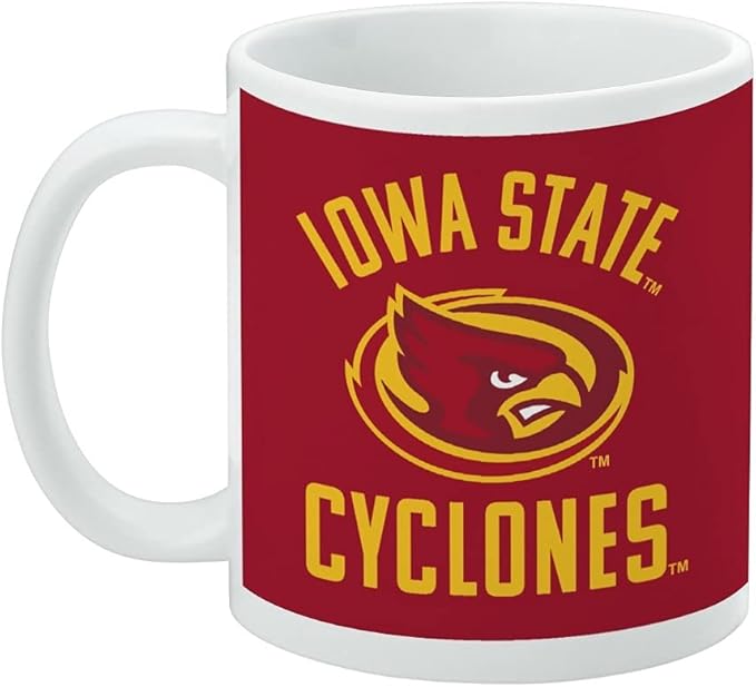 Iowa State Cyclones Ceramic Coffee Mug, Novelty Gift Mugs for Coffee, Tea and Hot Drinks, 11oz, White