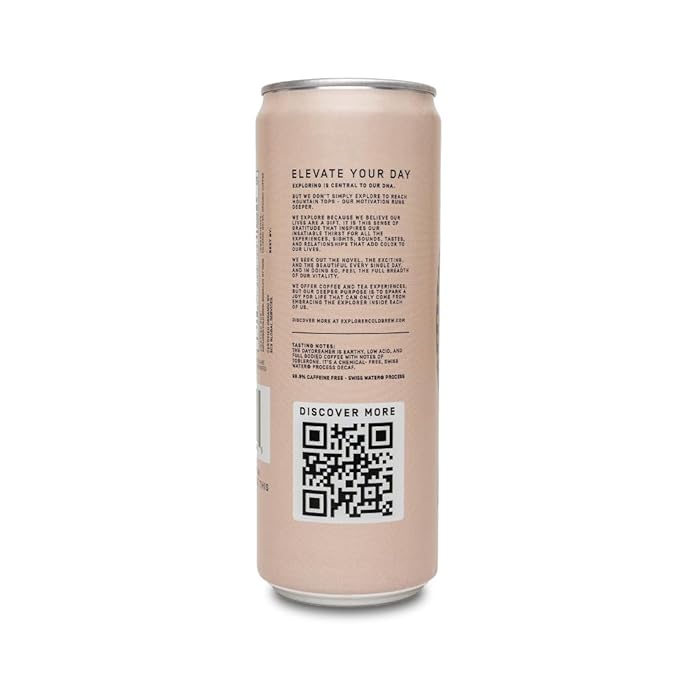 Explorer Daydreamer Ready-to-Drink Organic Cold Brew Decaf Coffee, 99.9% Caffeine-Free, Black, Unsweetened, and Fair Trade, 12 fl oz (Pack of 12)