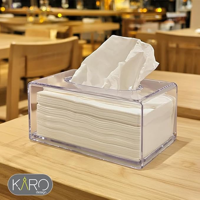 KARO DAILY - Napkin Dispenser with Napkin Pack Included – Durable, Sturdy & High-Grade Plastic Napkin Holder for Kitchen, Restaurant, Home & Office Tabletop Use