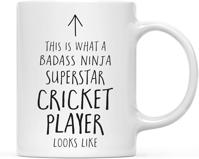 Andaz Press Funny 11oz. Ceramic Coffee Tea Mug Gift, This is What a Badass Ninja Superstar Cricket Player Looks Like, 1-Pack, Birthday Christmas Gift Ideas Coworker