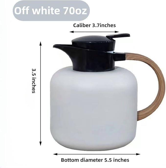 70oz constant temperature tea kettle, double-wall 304 stainless steel vacuum insulated tea kettle,ergonomic design, perfect for indoor and outdoor use (Off-White)