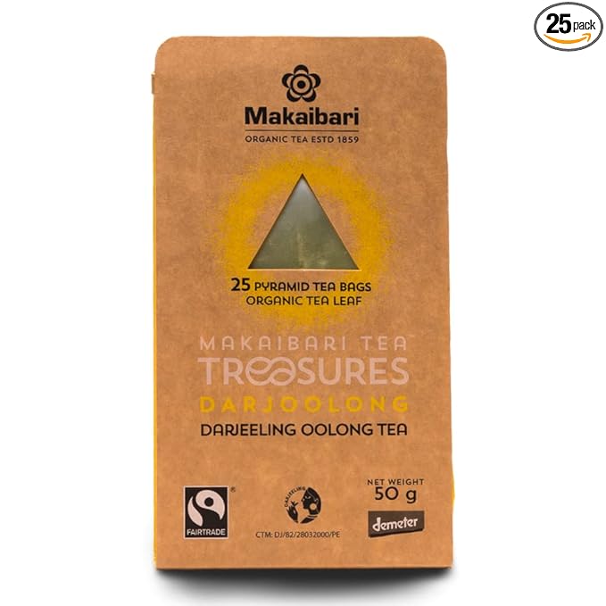 Makaibari Darjoolong Oolong Tea 25 Tea Bags (50g) Pack | Pure USDA Organic Darjeeling Oolong Tea, Delightfully Rich Flavor & Aroma, Semi-Fermented | 25 Tea Bags