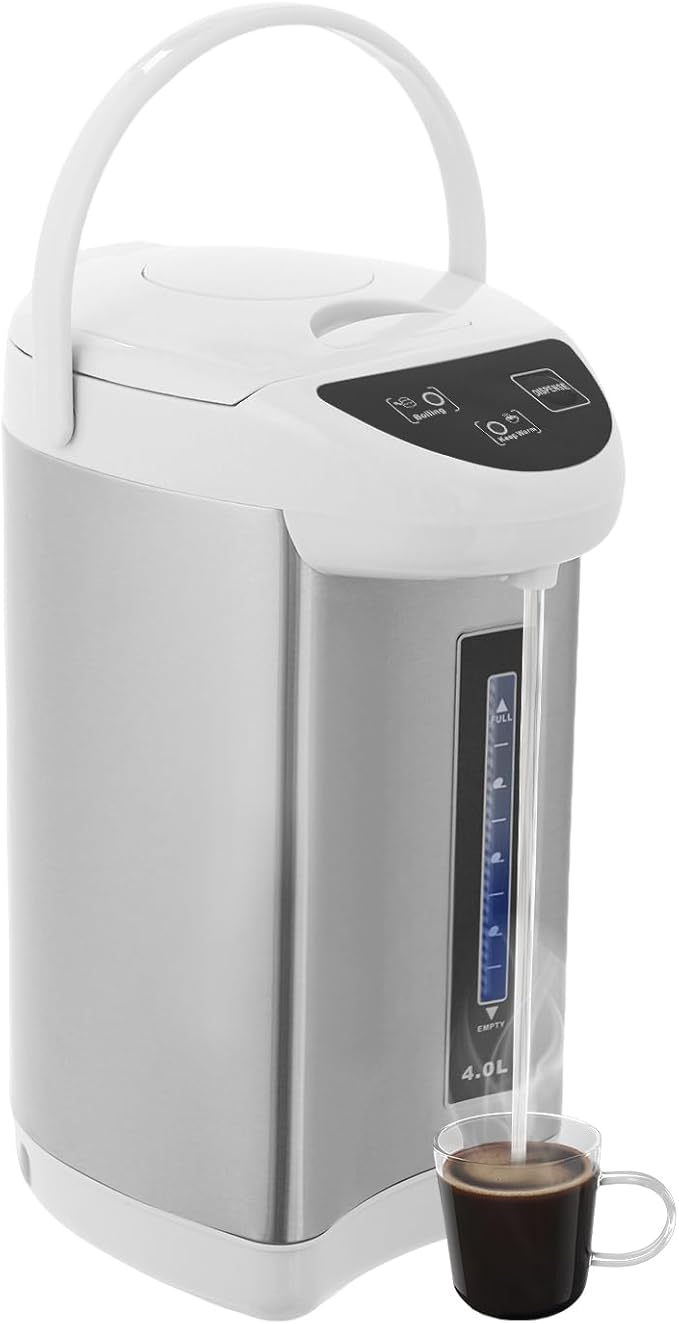 4L Electric Kettle, 135OZ Hot Water Urn Pot Dispenser Electric Tea Coffee Kettle with 3 Water Dispensing Modes, 750W Stainless Steel Boiler Warmer for Home Kitchen (Grey)