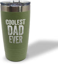 Tumblera Tumblers Travel Mugs Coolest Dad Ever C Family & Friends Dad Insulated Drinkware Personalized Tumbler Cups Coffee Tumbler Engraved Stainless-Steel 20 Oz Forest Green Design Only