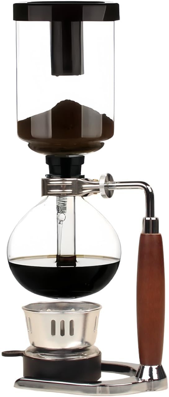 Siphon Coffee Maker, Stovetop Vacuum Coffee Brewer with Heat-Resistant Glass Carafe & Alcohol Burner, 360ml for 3 Cups, Ideal for Home Barista, Coffee Enthusiasts & Gift Giving