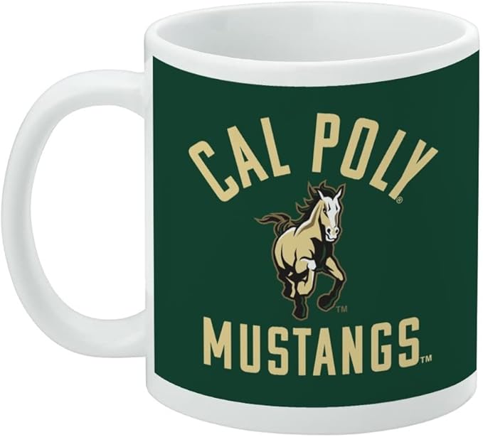 Cal Poly Mustangs Logo Ceramic Coffee Mug, Novelty Gift Mugs for Coffee, Tea and Hot Drinks, 11oz, White