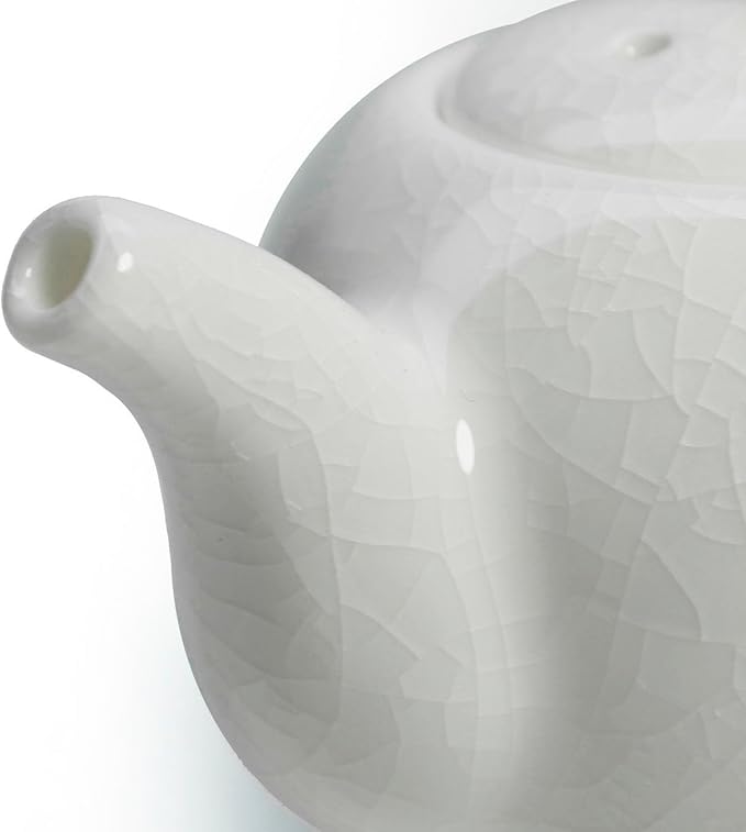 Liang baobao Porcelain Teapot, 10oz Tea Pot Small Teapot Chinese Tradition Ice Crack Glaze Ceramic Tea kettle (White)