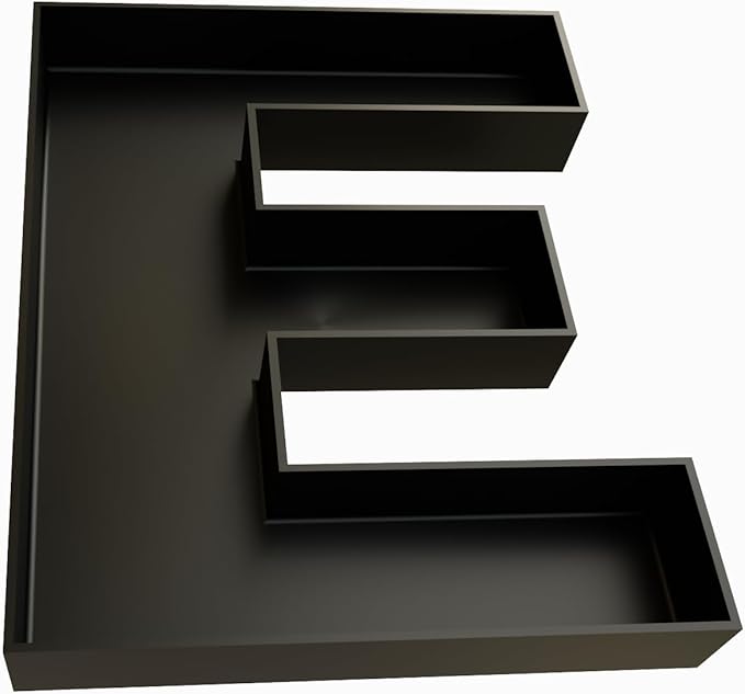 Hard Plastic Reusable Fillable Letters Numbers Serving Trays for Party Decoration (E, Black)