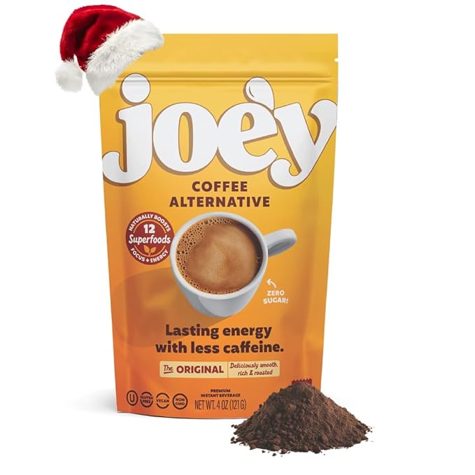 Joey Mushroom Coffee Alternative with Cacao Dandelion Root, and Chicory, Instant Mushroom Coffee Substitute with Superfoods, Vegan Gluten-Free Energy Drink for Focus and Calm, 18 Servings