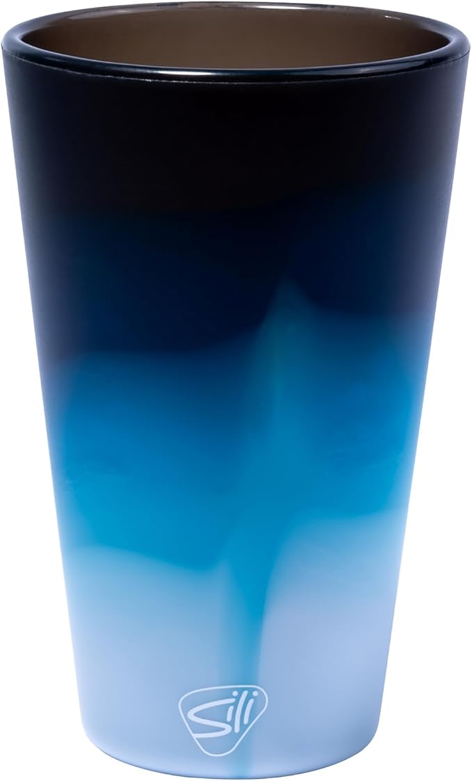 Silipint 16oz Silicone Pint Glass – Unbreakable BPA-Free Reusable Silicone Drinking Cup – Flexible Dishwasher Microwave & Freezer Safe – Stemless Glass for Water Coffee Smoothies (Moon Beam)
