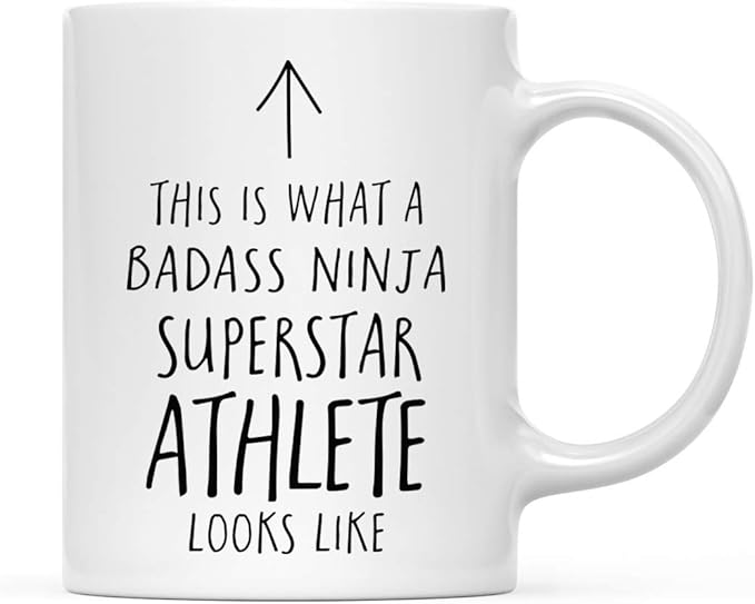 Andaz Press Funny 11oz. Ceramic Coffee Tea Mug Gift, This is What a Badass Ninja Superstar Athlete Looks Like, 1-Pack