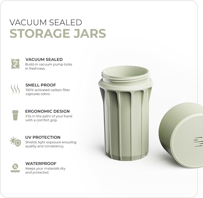 Staze Preserve Vacuum Sealed Storage Jars (148ml) | Patented Smell Proof Containers | Herb Storage & Food Storage Container with Protection - (Foam)