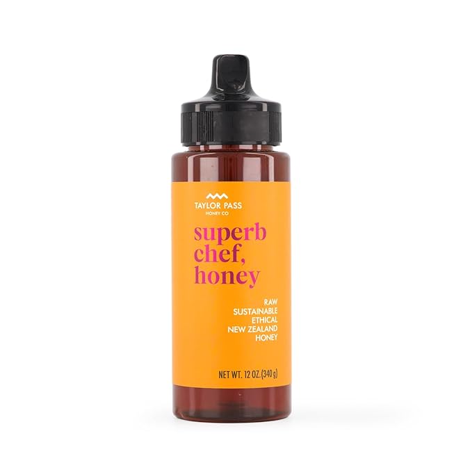 Taylor Pass Honey Co Superb Chef, Honey – Raw New Zealand Honey – 12oz (340g) Squeezy | Gourmet-Grade Sweetness | Ethical, Sustainable, Natural Ingredients
