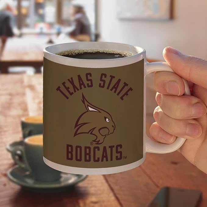 Texas State Bobcats Ceramic Coffee Mug, Novelty Gift Mugs for Coffee, Tea and Hot Drinks, 11oz, White