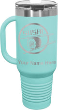 LaserGram 40oz Vacuum Insulated Travel Mug with Handle, Sushi, Personalized Engraving Included (Teal)