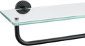 JQK Bathroom Glass Shelf, Shelf with 29 Inch Towel Bar Tempered Glass Shower Storage 30 by 5 inches, 304 Stainless Steel Matte Black Wall Mount, TGS100L30-PB