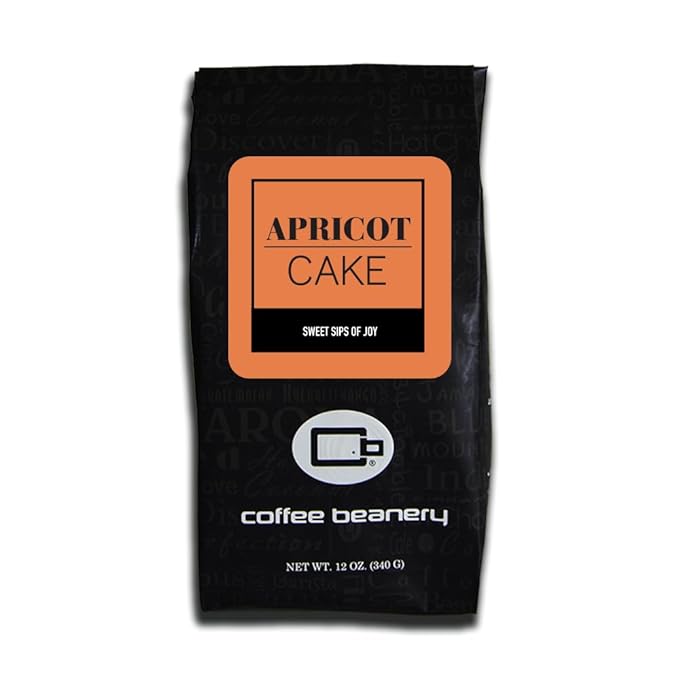 Apricot Cake Coffee by Coffee Beanery | Medium Roast Gourmet Flavored Coffee | Very Fine Ground 12oz