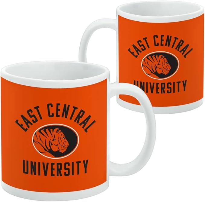 East Central University Tigers Logo Ceramic Coffee Mug, Novelty Gift Mugs for Coffee, Tea and Hot Drinks, 11oz, White