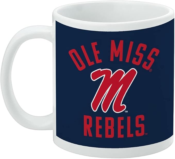University of Mississippi Rebels Ceramic Coffee Mug, Novelty Gift Mugs for Coffee, Tea and Hot Drinks, 11oz, White