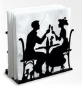 A Couple Dining Decorative Black Metal Napkin Holder for Table, 5.3" x 4.9" x 1.9" Silhouette of Couple Standing Napkin Holder for Home Kitchen Restaurant Picnic Party Coffee Bar Dining Room