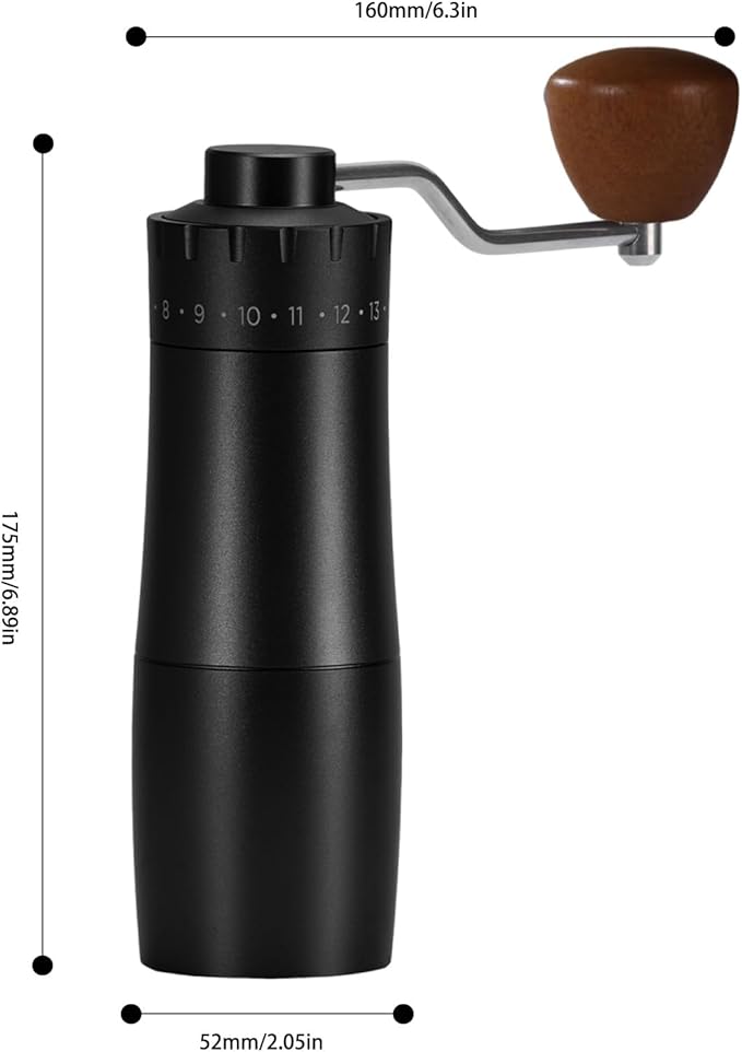 Manual Coffee Grinder, Hxswkk Hand Coffee Bean Grinder with 6-star Stainless Steel Burr for Espresso, Moka, Pour Over, French Press, External Adjustable Setting, for Home Office Travel Camping