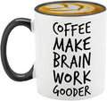Veracco Coffee Make Brain Work Gooder Mug Funny Coffee Lover Gift Humorous Idea Family Friends Birthday Presents Sarcastic Office Berserk Tea Cup Caffeine Addict Brain Booster Gooder Vibes