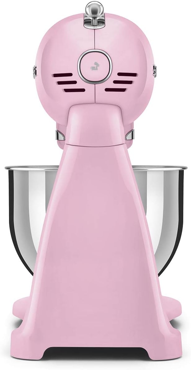 SMEG SMF03 Stand Mixer – 5 Qt Tilt-Head Mixer with Stainless Steel Bowl, 10 Speeds, Retro 50s Vintage Style – Pink
