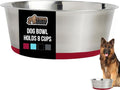 GORILLA GRIP Dog Bowl, Holds 8 Cups (64 fl oz), Heavy Duty Metal Food and Water Bowl for Feeding Dogs and Cats, Easy Clean, Dishwasher Safe, Rust Resistant Stainless Steel, BPA Free Rubber Base, Red