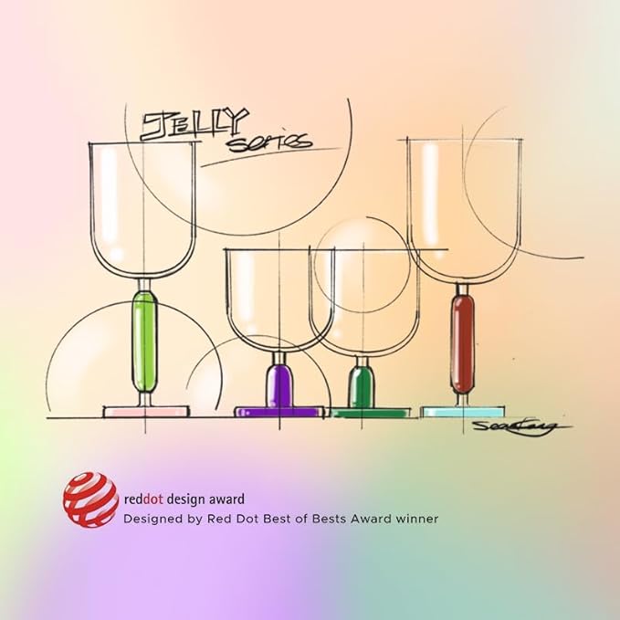 MU16 Jelly Collection short wine glass Crystal Wine Glasses, 11.2 oz – Lead-Free Drinking Glasses for Easter, Parties, Weddings, and Anniversaries Azure Raspberry