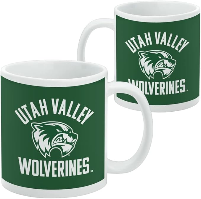 Utah Valley University Wolverines Logo Ceramic Coffee Mug, Novelty Gift Mugs for Coffee, Tea and Hot Drinks, 11oz, White