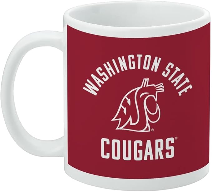 Washington State Cougar Ceramic Coffee Mug, Novelty Gift Mugs for Coffee, Tea and Hot Drinks, 11oz, White