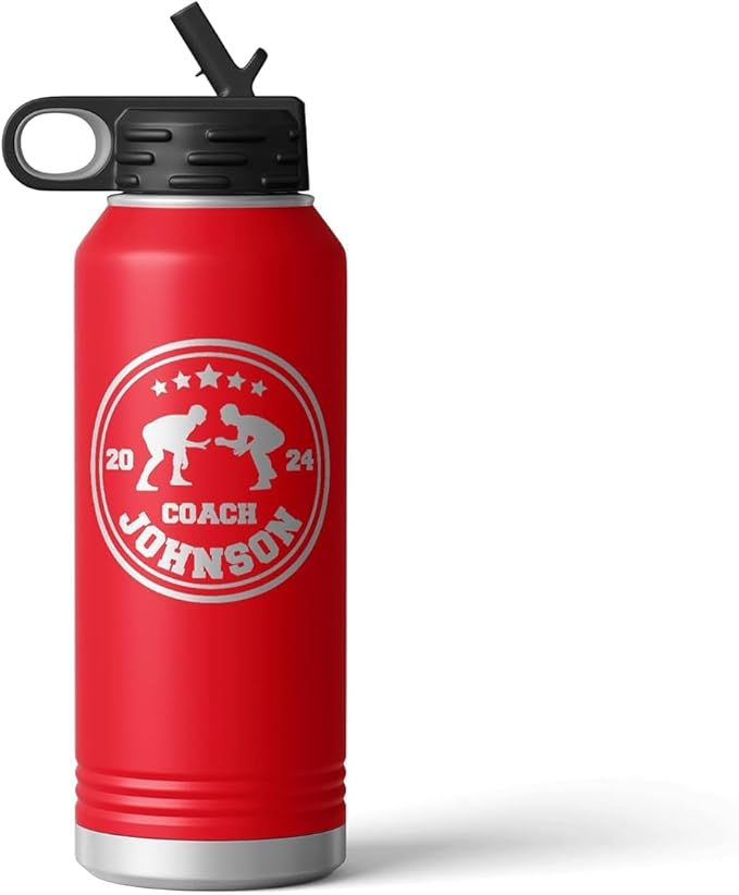 Wrestling Coach gifts, Tumbler, Coach tumbler, Wrestling gifts, Coach Beer glass, Coach gift, Coach gifts, Wrestling Coach (Wrestling Circle, Red, 32oz Water Bottle)