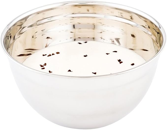 Restaurantware Met Lux 3 Quart Metal Mixing Bowls 1 German Deep Flour Bowl - Corrosion-Resistant Dishwasher-Safe Stainless Steel Metal Prep Bowl Durable For Baking And Cooking