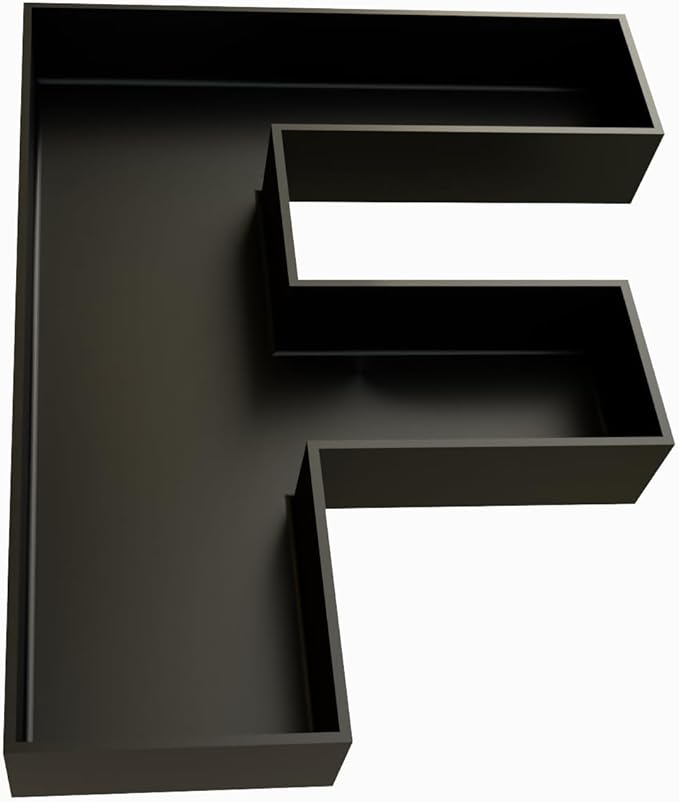 Hard Plastic Reusable Fillable Letters Numbers Serving Trays for Party Decoration (F, Black)