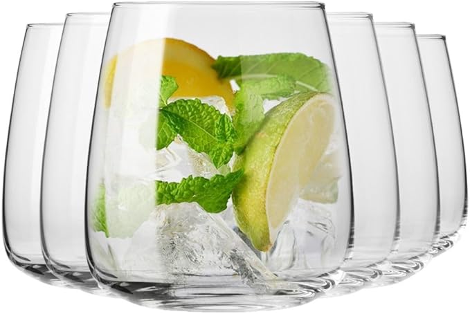 Krosno glasses for water, juices and other beverages | Elegant design | Set of 6 | Capacity 14.2 Fl Oz | Modern collection | Ideal for the home, restaurant, parties | Dishwasher-safe