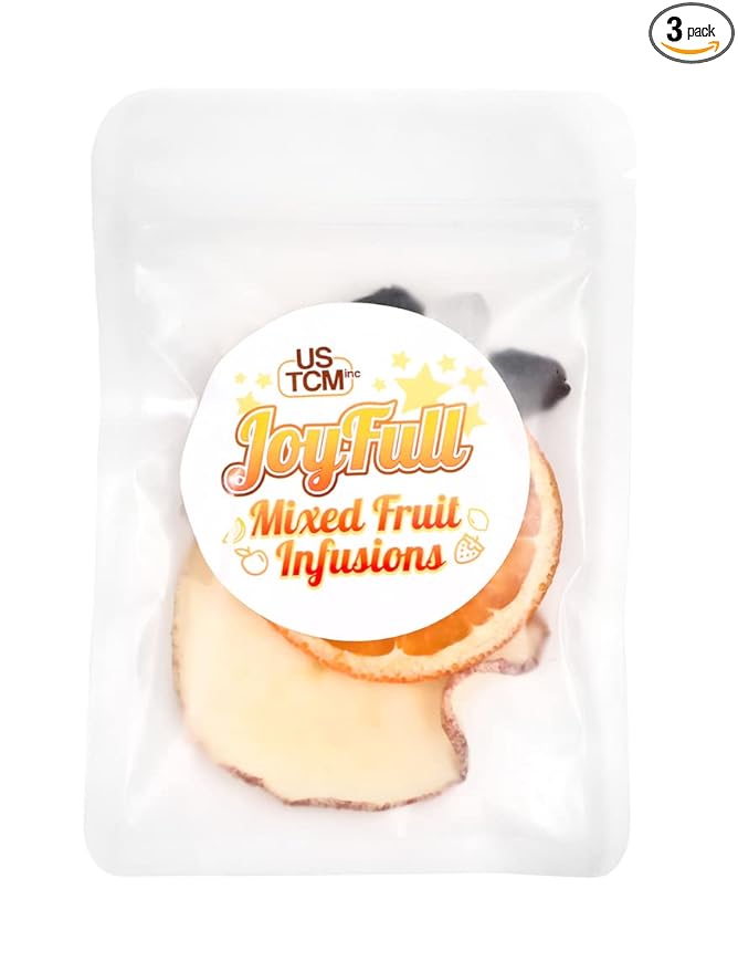 USTCM JoyFull Mixed Fruit Infusions Fruit Tea Single Pack All Natural Dried Fruits Mixed Flavors Make Perfect Tea! 15g (Tangerine, Blackcurrant, Apple, Pack of 3)