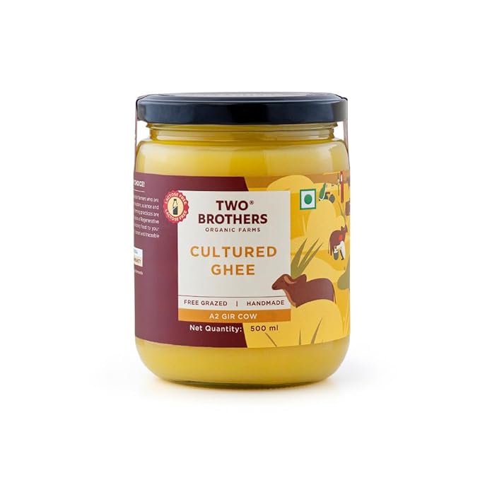 A2 Ghee Butter Organic Grass Fed from Gir Cow | Gut Friendly | Healthy Butter Alternative | Non-GMO, Lactose-Free, Keto Friendly – 16 Oz from Two Brothers Organic Farms