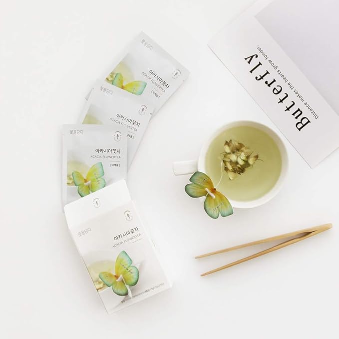 KKOKDAM Korean Tea Gift Set – 6 Flavor Butterfly Tea Bag Sampler – Elegant Box for Tea Lovers - Unique Christmas Gift