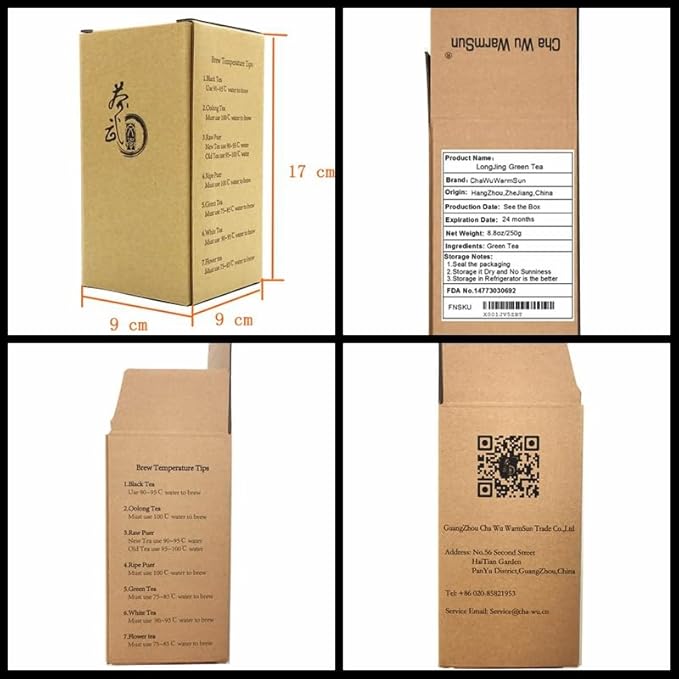 ChaWuWarmSun [A] LongJing Green Tea,8.8oz/250g,Chinese Dragon Well Green Tea Loose Leaf