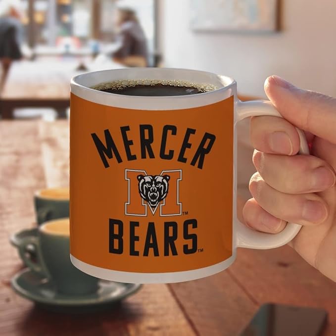 Mercer University Bears Logo Ceramic Coffee Mug, Novelty Gift Mugs for Coffee, Tea and Hot Drinks, 11oz, White