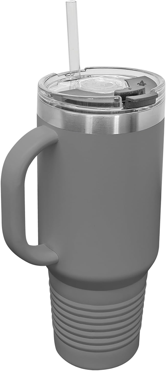 40oz Vacuum Insulated Travel Mug with Handle, Sushi, Personalized Engraving Included (Gray)