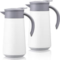 2 Pcs 27oz Thermal Coffee Carafe Stainless Steel Coffee Pot for Keeping Hot/cold Insulated Double Walled Vacuum Tea Pot with Press Button Drink Beverage Dispenser for Milk Tea(White)