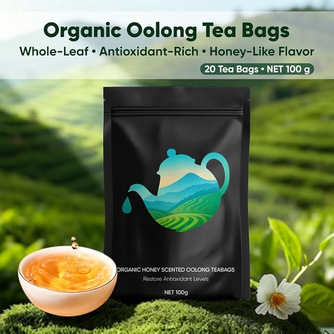 Pipi Tea, Pipi Oolong Tea Bags – Organic Whole Leaf Oolong – 20 Bags (5g Each) – Natural Relaxing Tea for Calm Mind & Healthy Lifestyle – Premium Organic Oolong Tea (1)