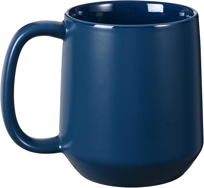 Miicol Ceramic Coffee Mug, 16 oz Large Coffee Cup, Tea Mug with Handle, Flat Bottom Mug for Men, Women, Office, Microwave and Dishwasher Safe, Multi-Color, Navy