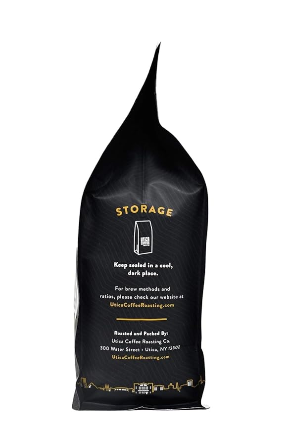 Utica Coffee Roasting Co. Decaf Cinnamon Bun | Specialty Flavored Medium Roast Ground Coffee | 16 Oz Reclosable Bag